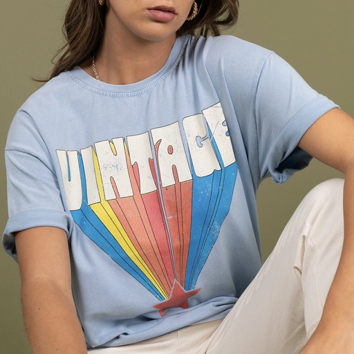 T-shirt Vintage bleu ciel