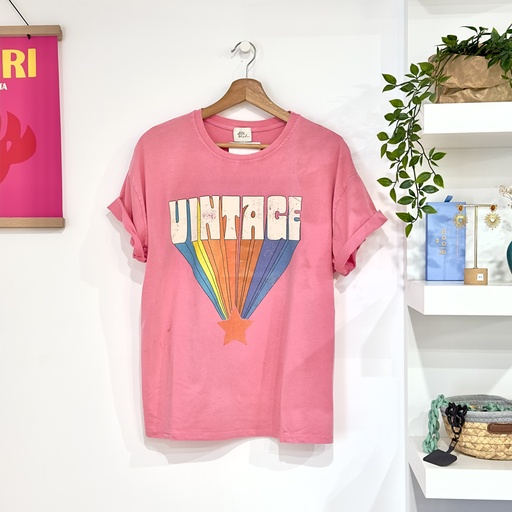 T-shirt Vintage rose pâle